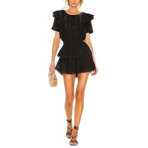 Loveshackfancy Ruffled Black Natasha Dress Size M